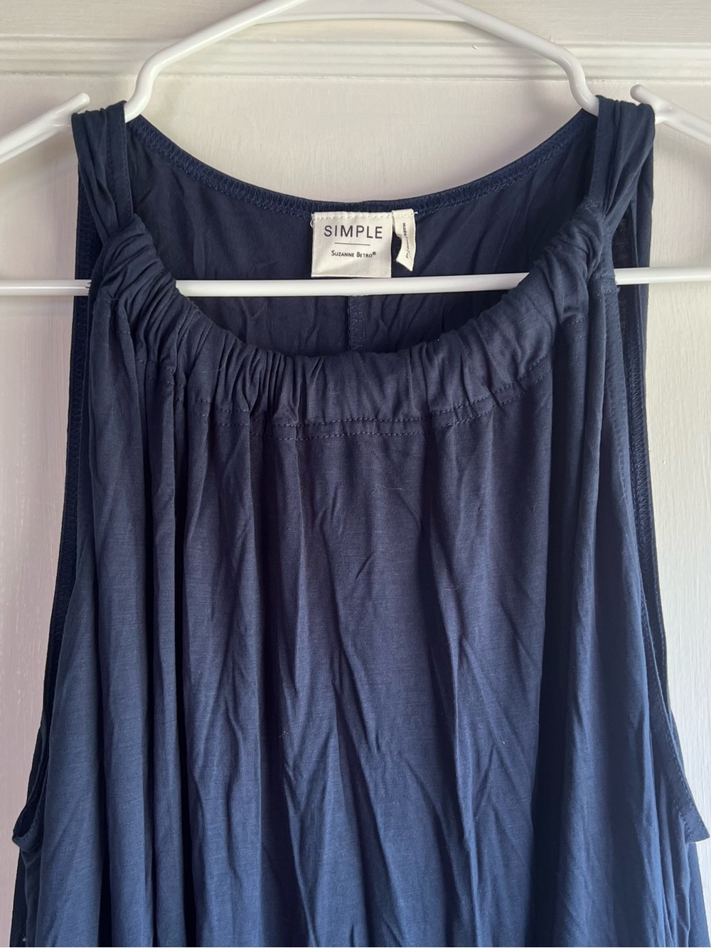 Navy Blue Sleeveless Flow Dress - Picture 2 of 8